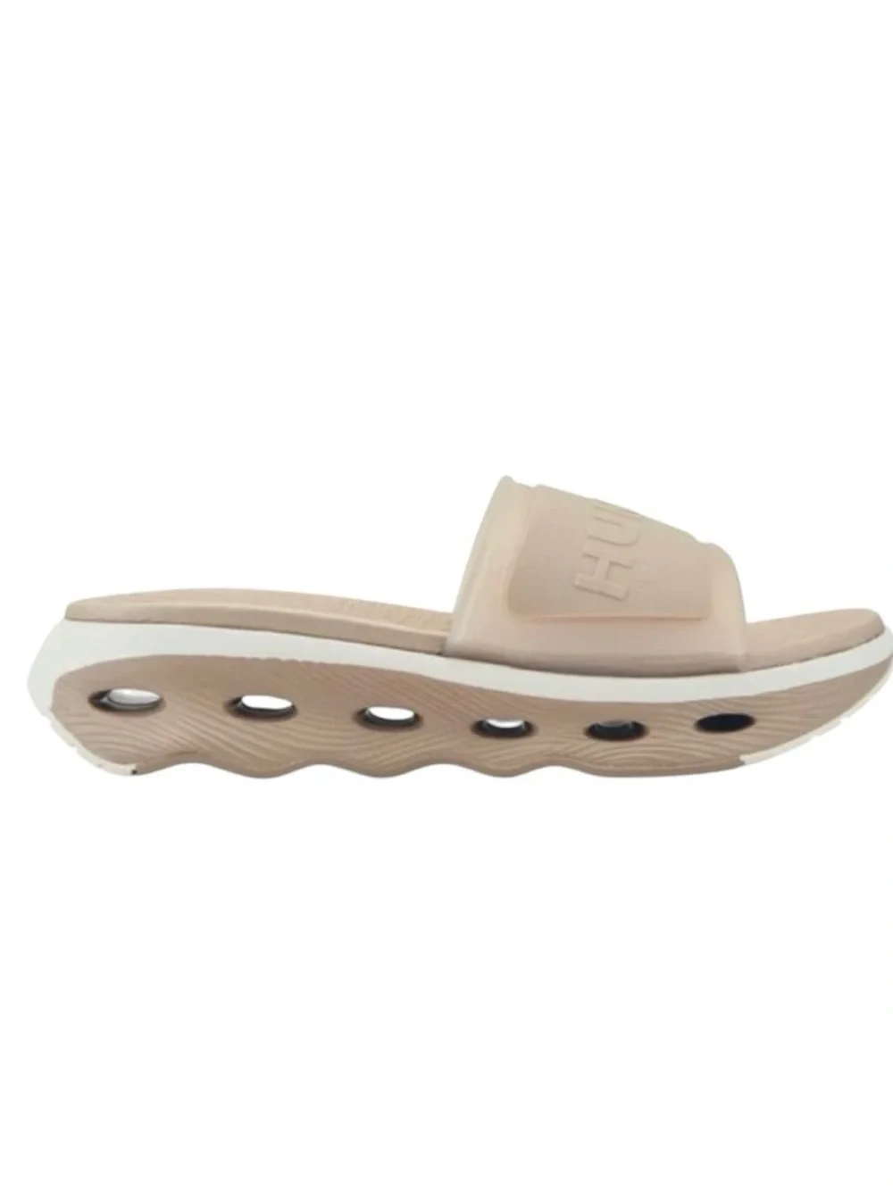 Hunter Geneva Beige Slide Sandals Wave Sole Comfort Slides Size 10